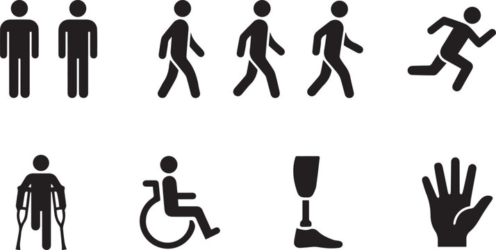 Physical Mobility and Disability Accessibility Concept Vector Icons