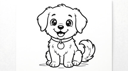 Simple and cute puppy coloring page with thick outlines for toddlers and kids