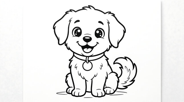 Simple and cute puppy coloring page with thick outlines for toddlers and kids