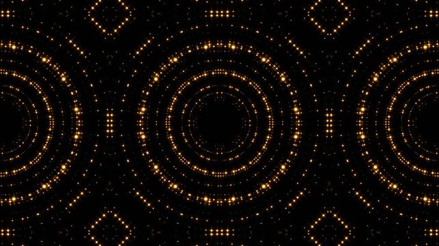 abstract gold circle light wall with golden glitter shiny stars and bokeh lights and particle ,dark luxury holiday christmas and new year social media motion background