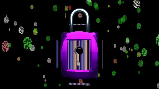5 second animation cyberspace security lock fingerprint illustration screensaver visualiser motion graphics HD video