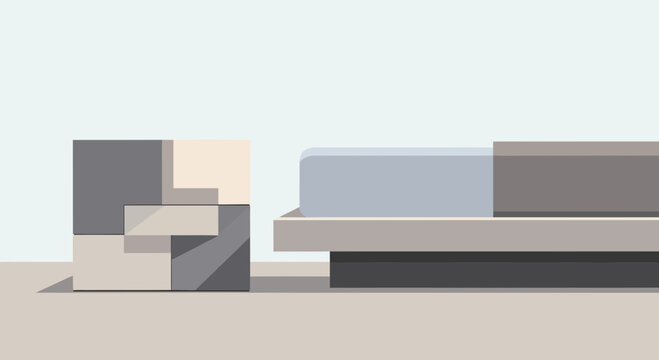 Geometric shapes on a table.