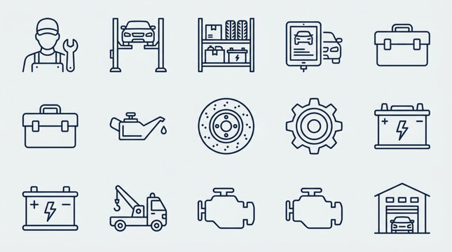 Black car service icons and symbols.