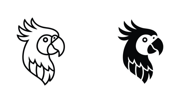 Cockatoo parrot head in bold vector illustration style for exotic bird and pet brand design