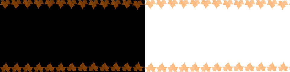 Obraz premium Decorative autumn leaf border with brown maple foliage rows on transparent background for seasonal frame work.