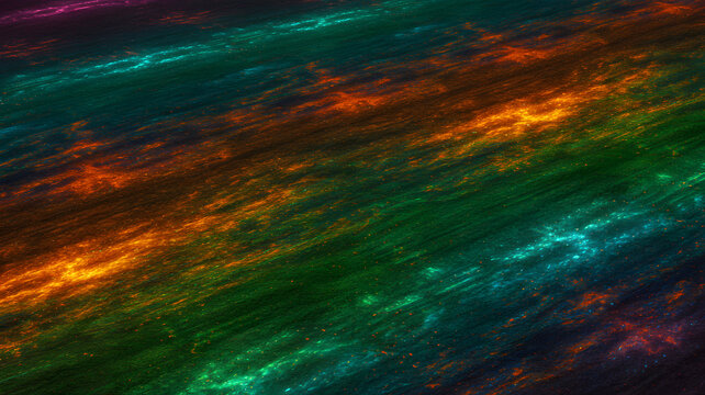 Abstract textured diagonal stripes with vibrant rainbow gradient and glowing light effects