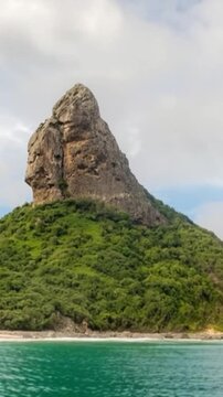 Fernando de Noronha in Brazil. Morro Dois Irmaos and Baia dos Porcos. Vertical video
