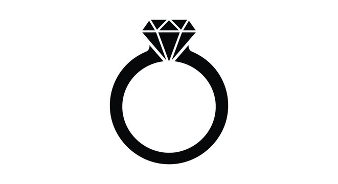 Diamond ring silhouette on a white background