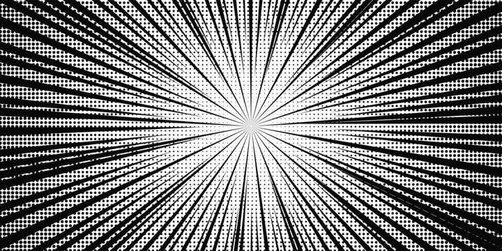 Comic strip radial motion lines. Anime comics book super hero speed and fight blast rays texture. Manga superhero action or explosions effect drawing. Cartoon fast zoom and light flash striped eps ink