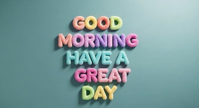 Colorful good morning greeting with fuzzy letters