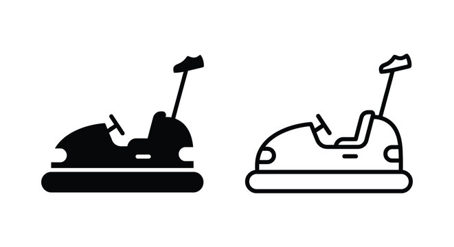 bumper car icons black and line art on white background