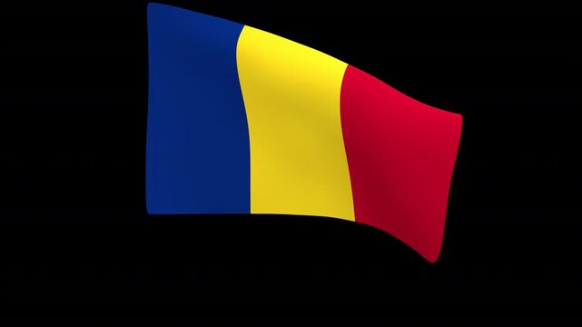 Flag of Romania &ndash; 3d render looped with alpha channel.