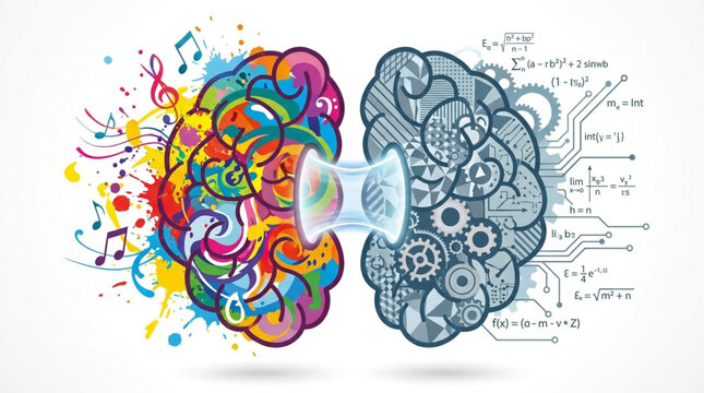 Creative and Logical Brain Hemispheres Connected.