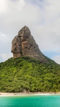 Fernando de Noronha in Brazil. Morro Dois Irmaos and Baia dos Porcos. Vertical video