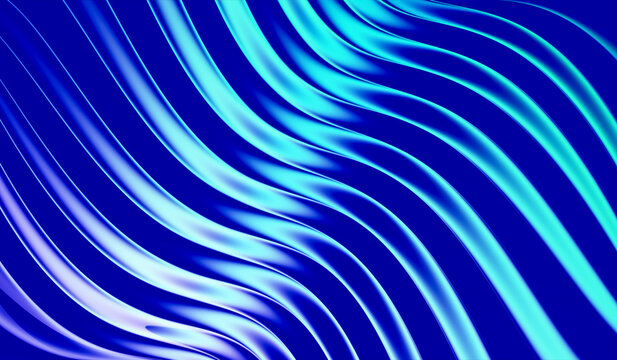 Abstract flowing waves with blue light distortions