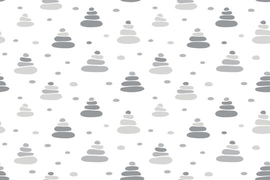 Seamless pattern with hand drawn grey stone stacks
