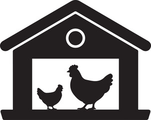 Chicken coop icon. Simple flat symbol. Perfect Black outline pictogram illustration. Black icon silhouette vector © MDROBIUL