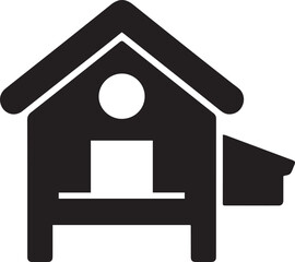 Chicken coop icon. Simple flat symbol. Perfect Black outline pictogram illustration. Black icon silhouette vector © MDROBIUL
