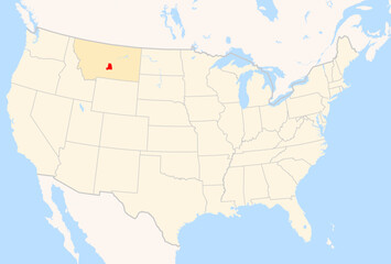 Fototapeta premium Locator Map of the County Golden Valley (Montana, US) showing the Contiguous United States with the highlighted County