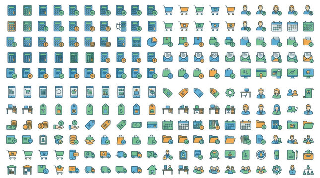 Various icons on white background.