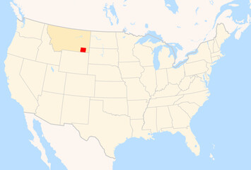 Obraz premium Locator Map of the County Powder River (Montana, US) showing the Contiguous United States with the highlighted County
