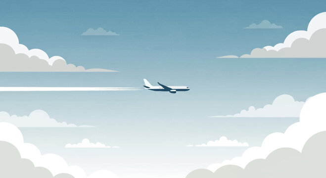 Airplane flying through the sky high 8.