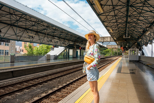 Solo traveler at Medellin train platform