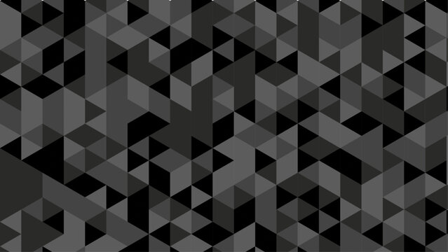Dark Abstract Geometric Triangle Pattern Background with Black and Gray Low Poly Texture