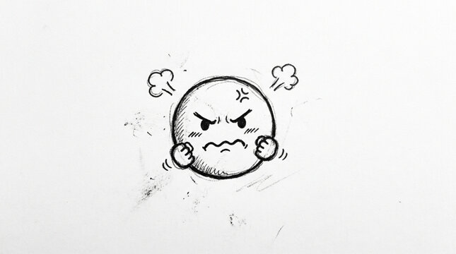 Angry cartoon face with steam coming out of ears.