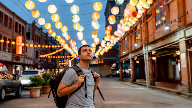 Evening Stroll on Dihua Street in Taipei, Taiwan