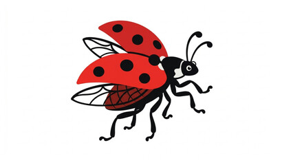 Playful ladybug insect flat vector illustration isolated garden wildlife concept © Mousumi