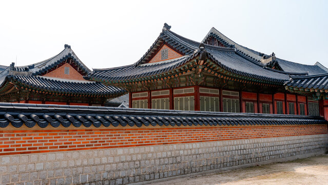 Traditional architecture of Gyeongbokgung Palace in Seoul