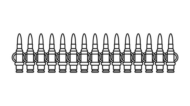 A detailed vector illustration of a linked machine gun ammunition belt.
