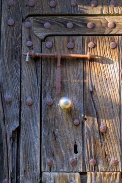 Old rustic wooden door detail