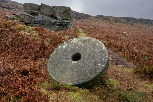Millstones abandoned in the Peak District Derbyshire,UK 