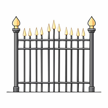Ornate Metal Fence with Golden Finials