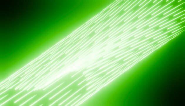 Abstract green neon light streaks in futuristic background