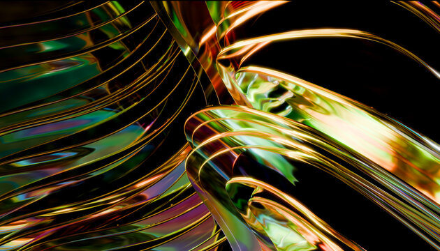 Abstract digital render with flowing metallic colors