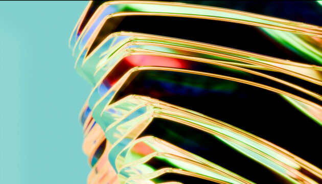 Abstract layers of vibrant colors in a digital render