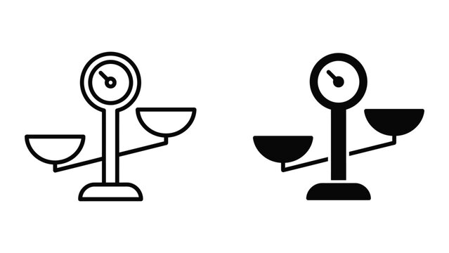 Balanced and unbalanced vintage scales icon