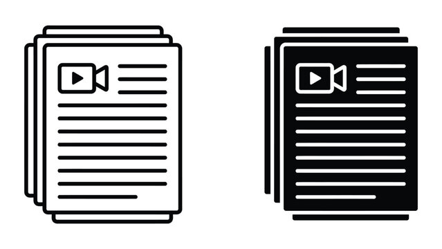 Newspaper stack with video camera icons