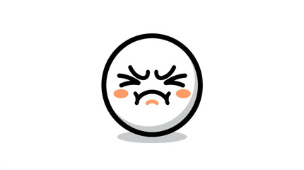 Fototapeta premium Cute Cartoon Face Expressing Anger and Frustration.
