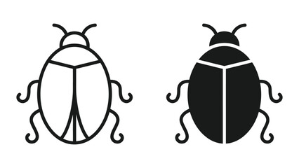 Minimalist ladybug vector icons in black and white © Md