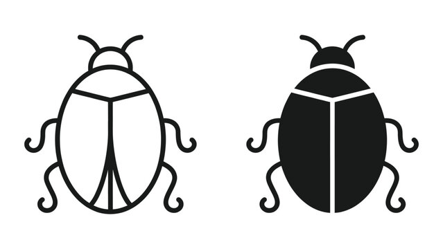 Minimalist ladybug vector icons in black and white