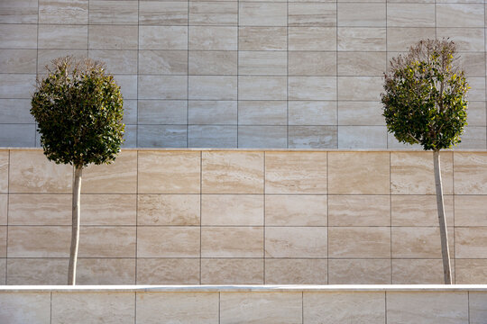 Minimalist architectural facade with geometric patterns
