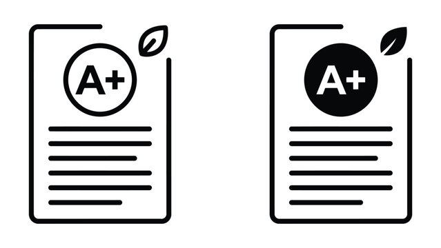 A+ grade document icon with leaf corner