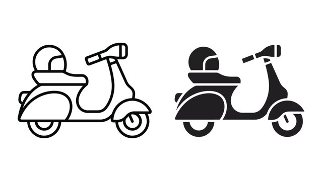 Minimalist scooter and moped vector icons