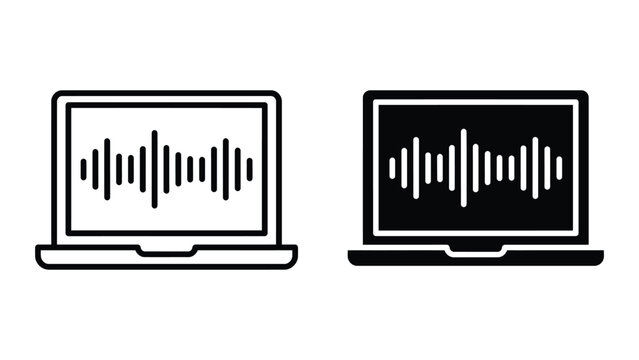 Laptop screens showing audio waveform comparison