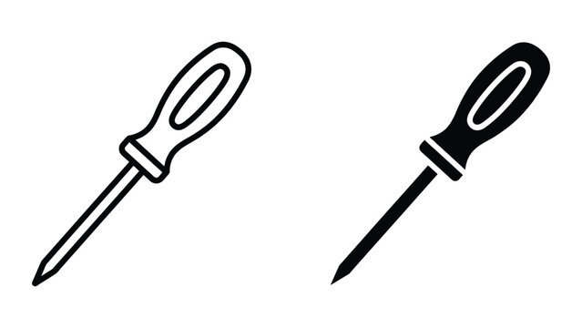 Black and white screwdriver icon pair