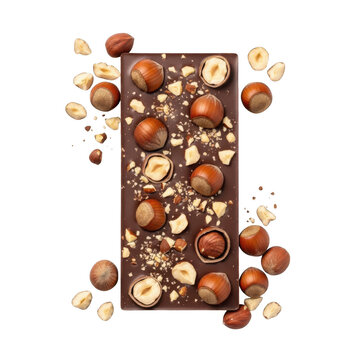 Dark chocolate pieces with nuts in a box